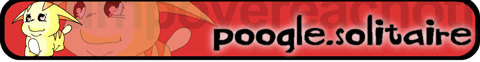 A yellow Poogle on a red banner. Text reads: poogle.solitaire